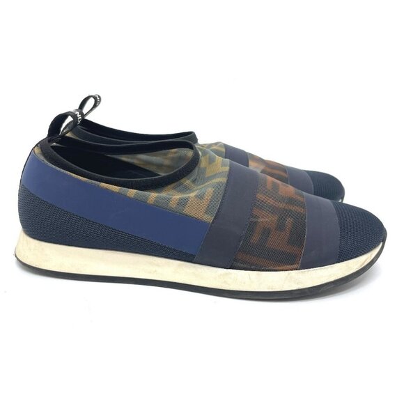 FENDI Sports Zucca FF Sneakers mesh Brown x navy - Picture 4 of 8